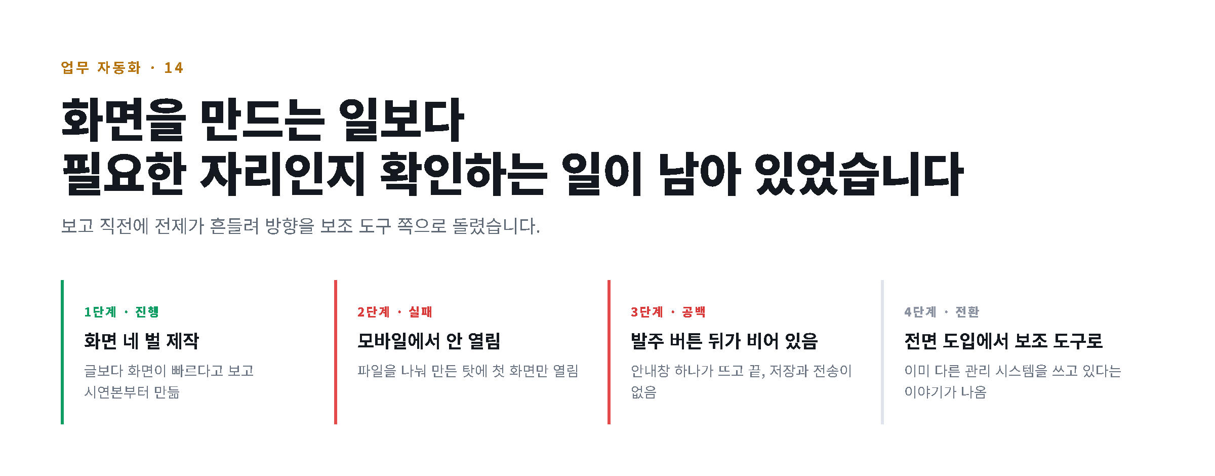 화면을 만드는 일보다필요한 자리인지 확인하는 일이 남아 있었습니다