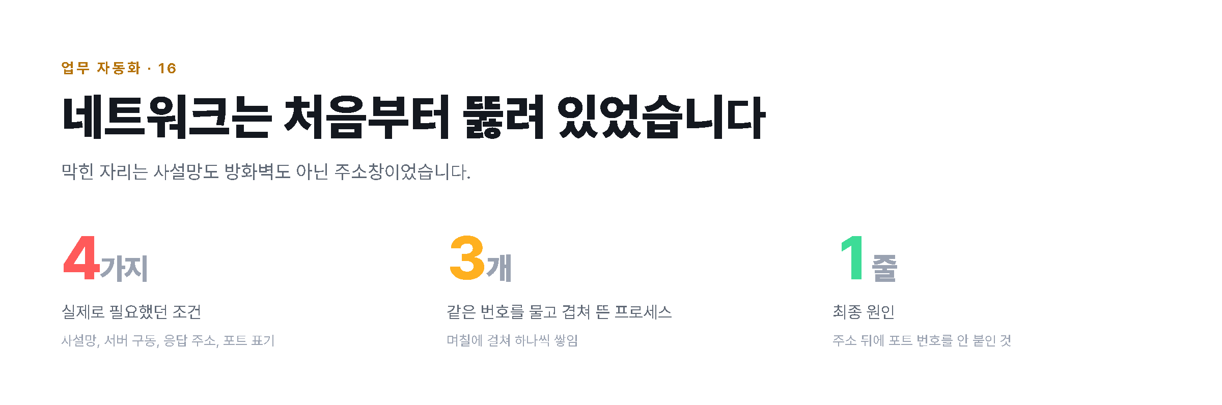 별도 네트워크 연결 상태를 보여주는 화면